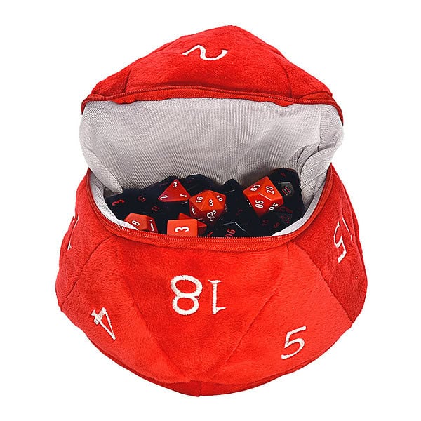 Red and White D20 Plush Dice Bag: Dungeons & Dragons DDN