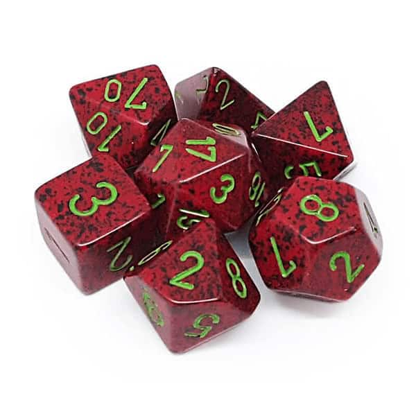 Strawberry Speckled Poly Dice Set