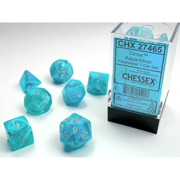 Chessex Poly Dice Set: Cirrus Aqua/Silver
