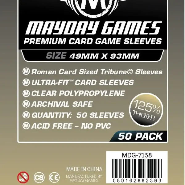 Mayday Premium Sleeves: Roman Tribune (49mm x 93mm - 50 count)