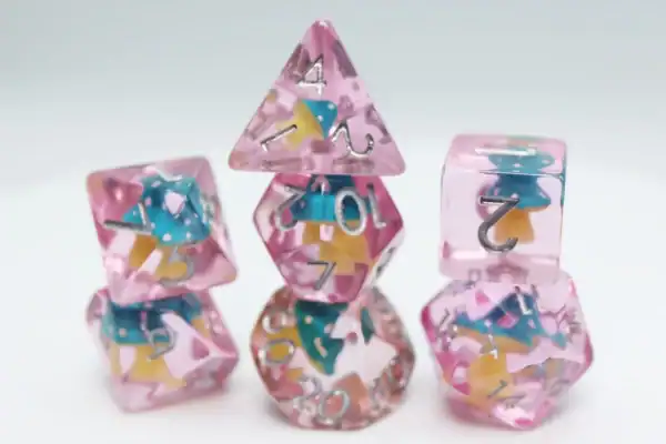 Foam Dice Poly 7 Dice Set - Blue Mushroom