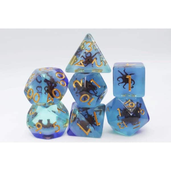 Foam Dice Poly 7 Dice Set - Teal Octopus