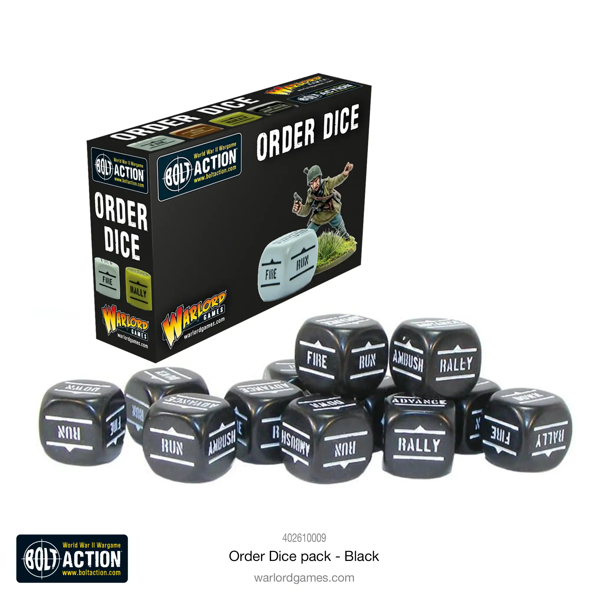 Bolt Action Order Dice - Black