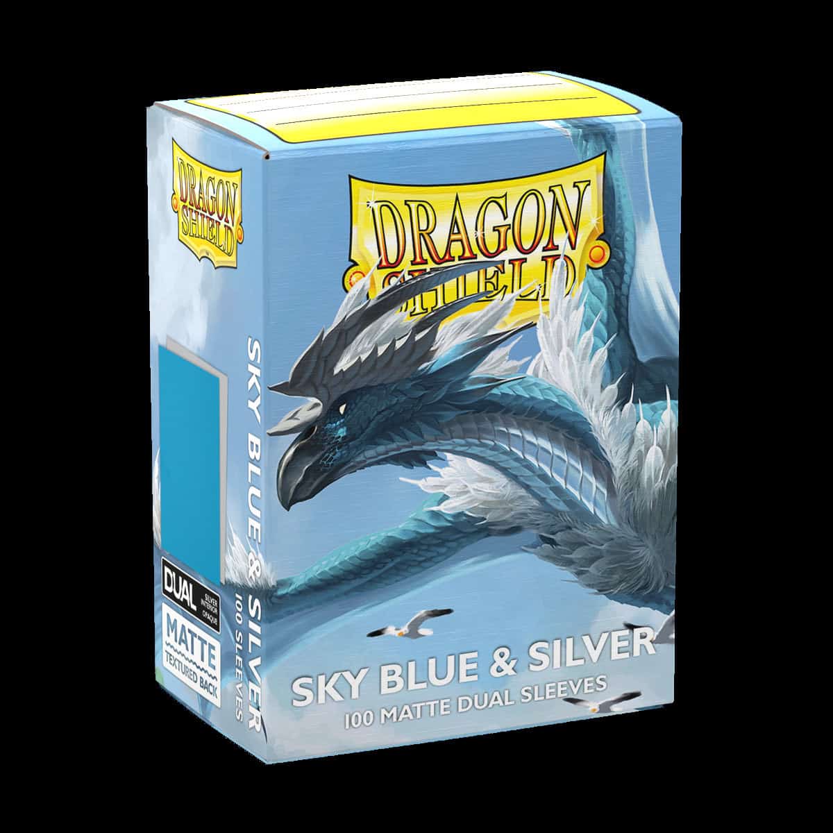Dragon Shield Standard Sleeves Dual Matte - Sky Blue & Silver x100 (63mm x 88mm)