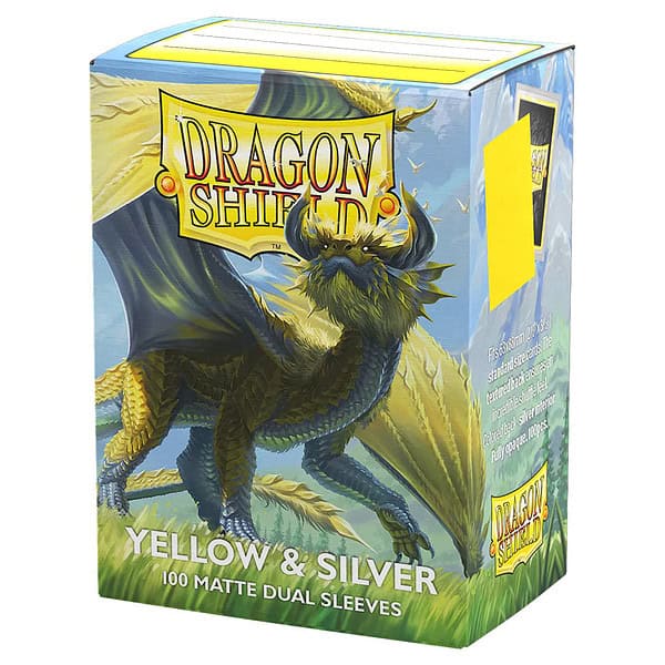 Dragon Shield Standard Sleeves Dual Matte - Yellow & Silver x100 (63mm x 88mm)