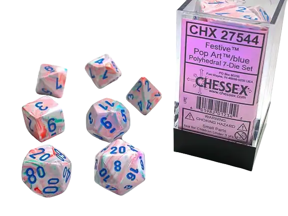 Chessex Poly Dice Set: Festive - Pop Art & Blue