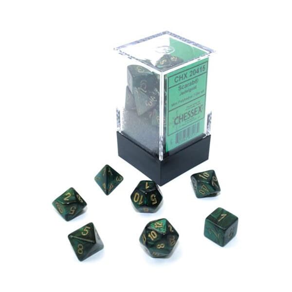 Chessex Poly Dice set - MINI Scarab - Jade & gold