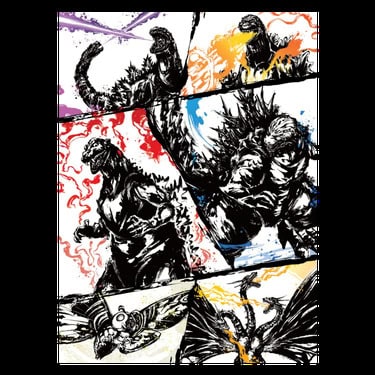 Godzilla Card Game Sleeve & Card Set: Ink-Brushed Monster Rampage