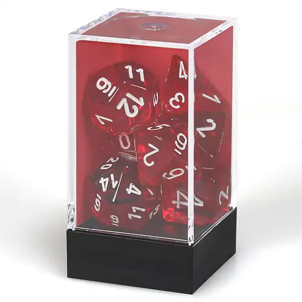 Chessex Poly Dice set - MINI Transluscent - Red & White