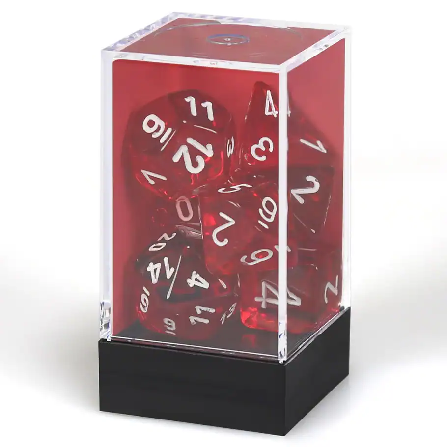 Chessex Poly Dice set - MINI Transluscent - Red & White