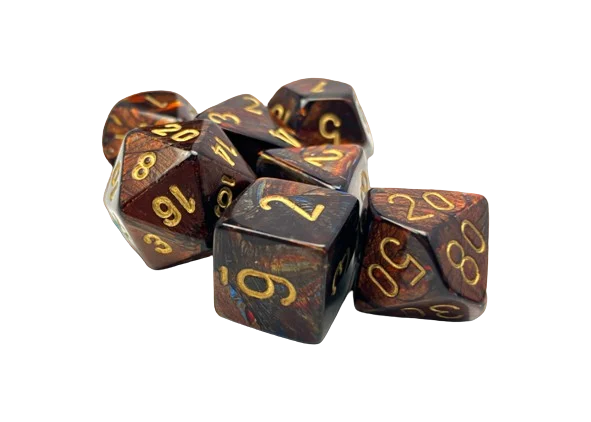 Chessex Poly Dice Set: Mega-Hedral Scarab Blue Blood/Gold